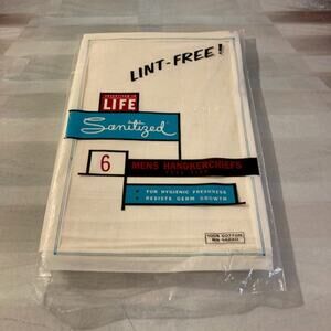 Vintage Sanitized Men's Full-Size Handkerchiefs (6) UNUSED